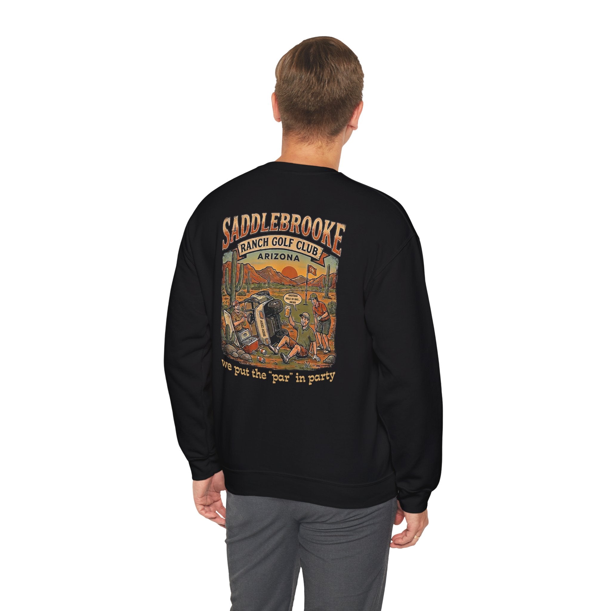 Saddlebrooke Ranch Crewneck Sweatshirt — “We Put the ‘Par’ in Party” Graphic