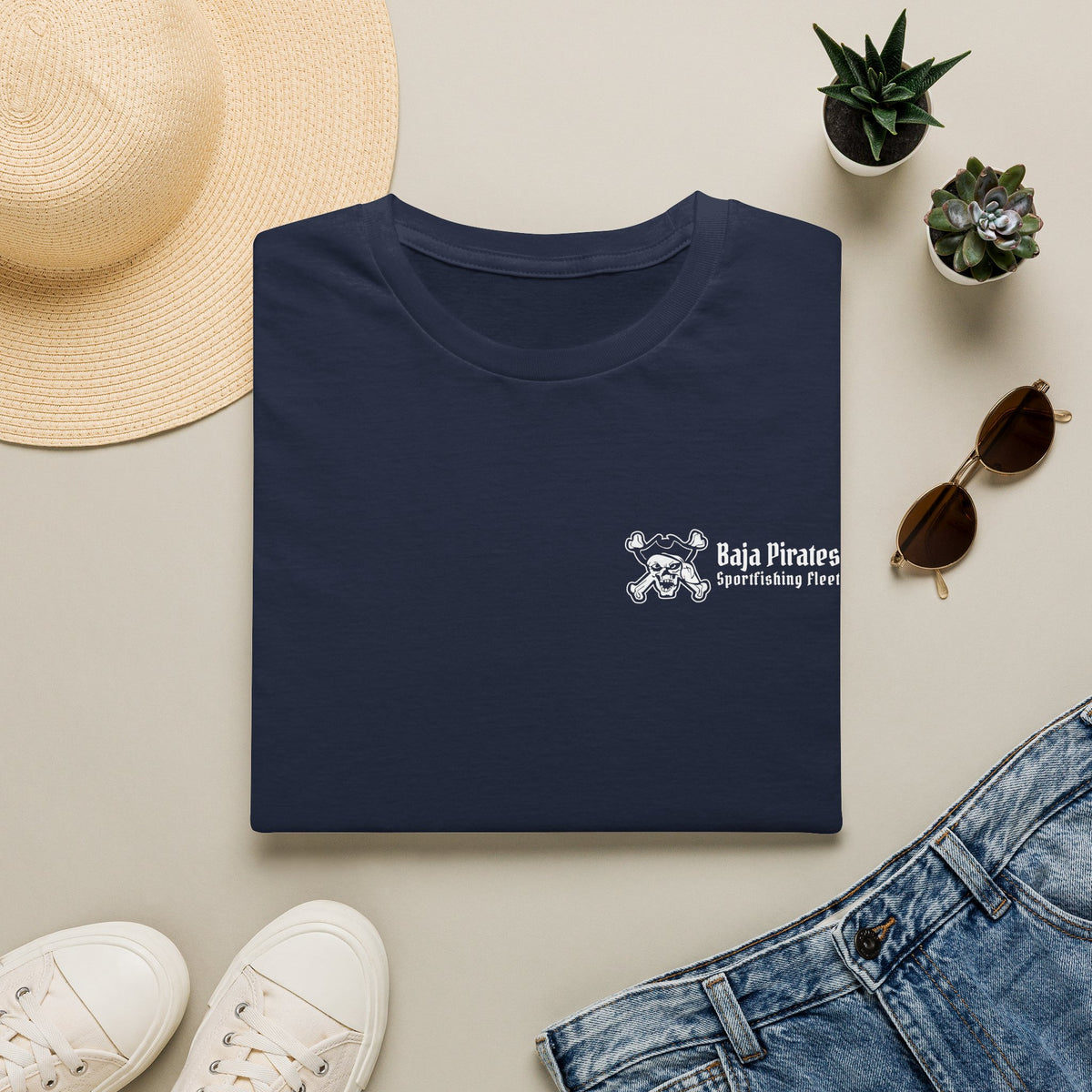 Baja Pirates Sportfishing Fleet T-Shirt — One Color Logo design