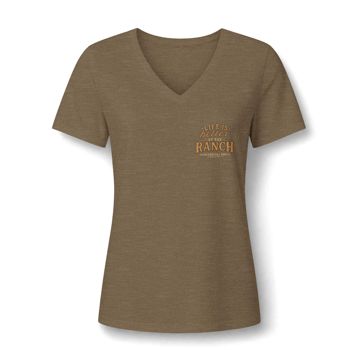 Women's V-Neck Tee — 'Life Is Better on the Ranch' Graphic