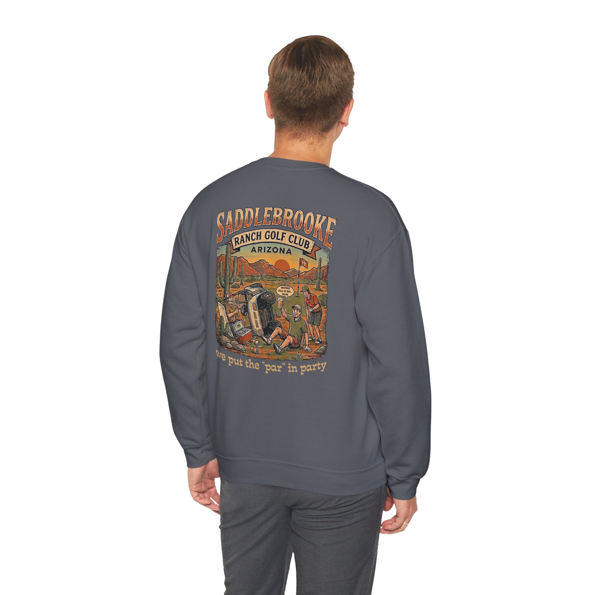 Saddlebrooke Ranch Crewneck Sweatshirt — “We Put the ‘Par’ in Party” Graphic