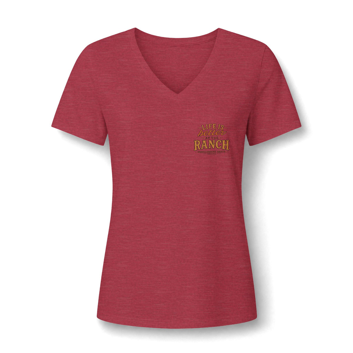 Women's V-Neck Tee — 'Life Is Better on the Ranch' Graphic