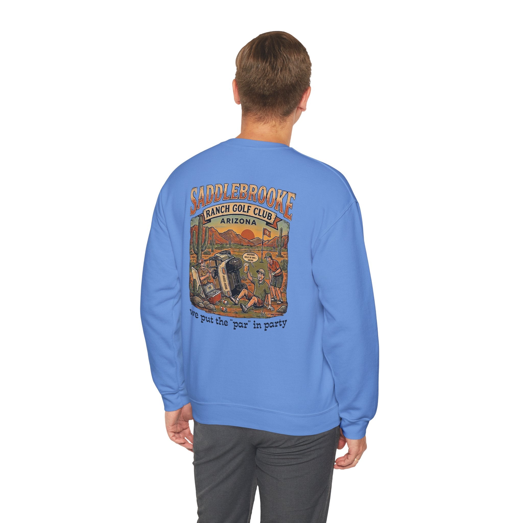 Saddlebrooke Ranch Crewneck Sweatshirt — “We Put the ‘Par’ in Party” Graphic