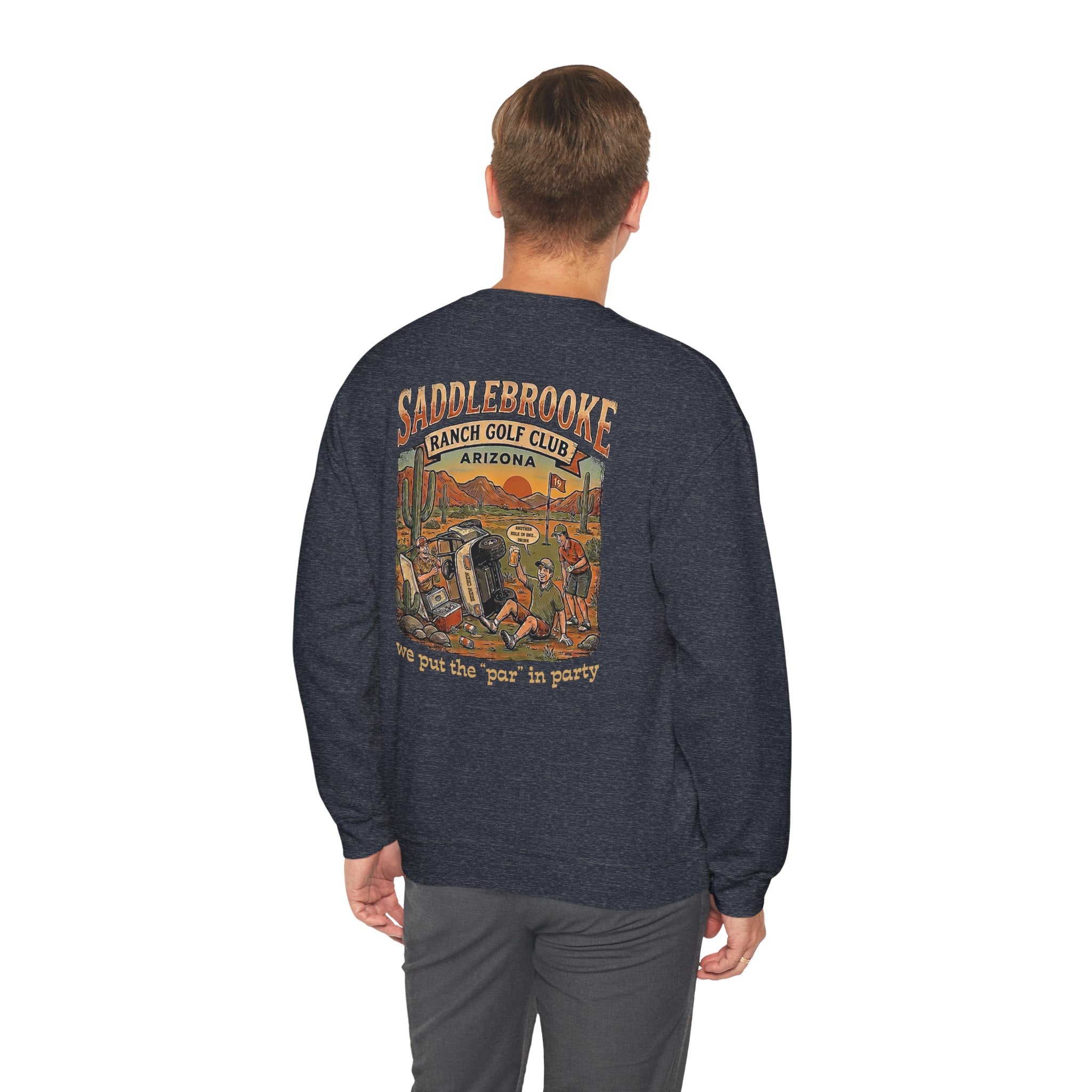 Saddlebrooke Ranch Crewneck Sweatshirt — “We Put the ‘Par’ in Party” Graphic