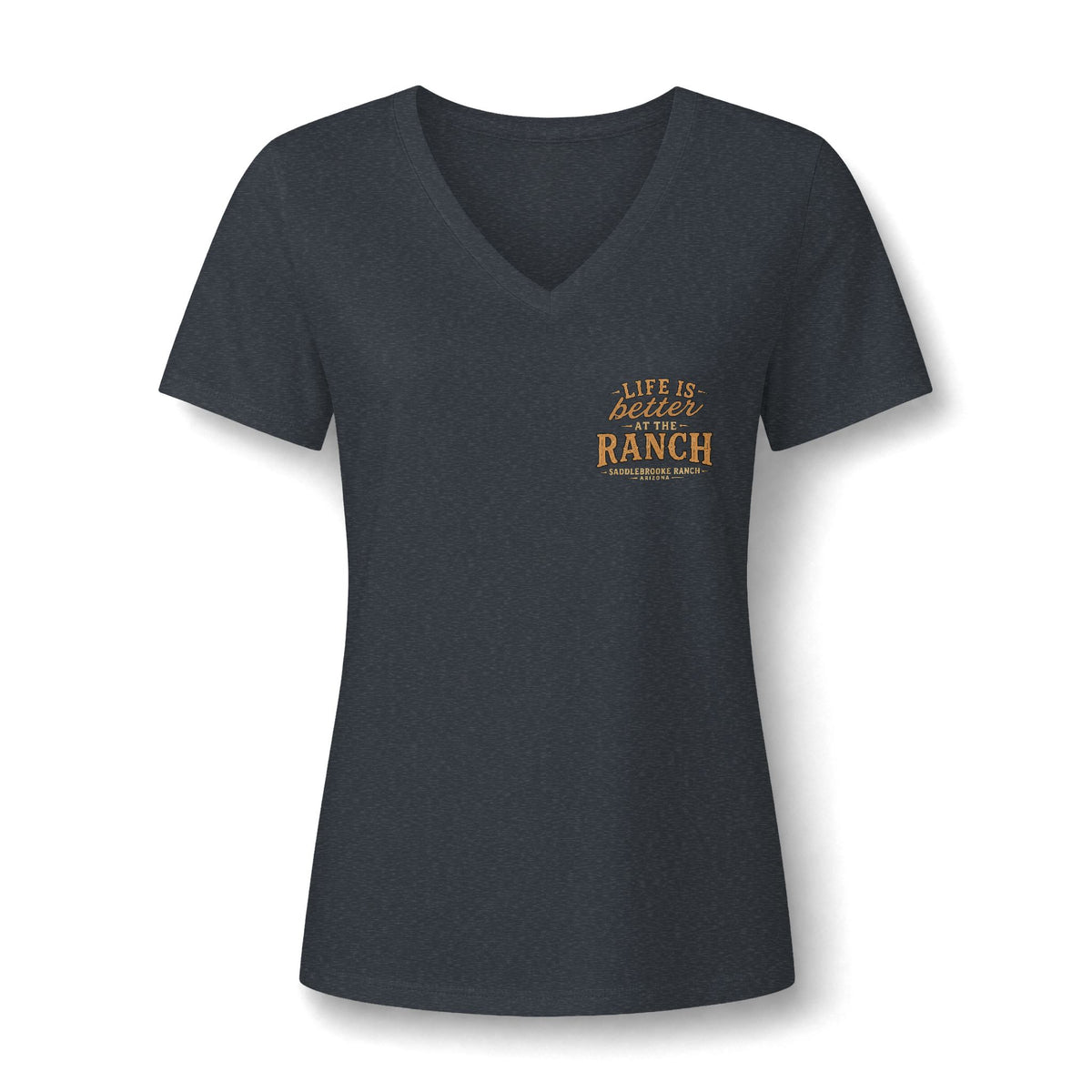 Women's V-Neck Tee — 'Life Is Better on the Ranch' Graphic