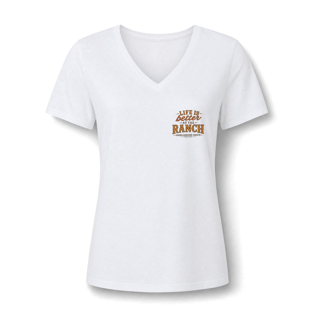 Women's V-Neck Tee — 'Life Is Better on the Ranch' Graphic