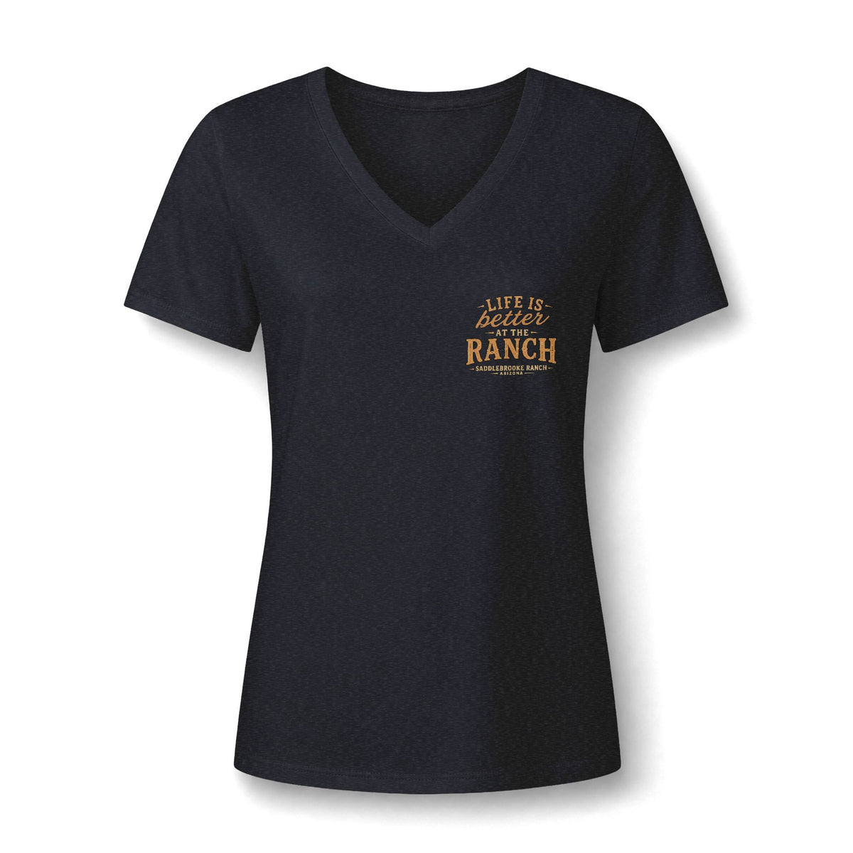 Women's V-Neck Tee — 'Life Is Better on the Ranch' Graphic
