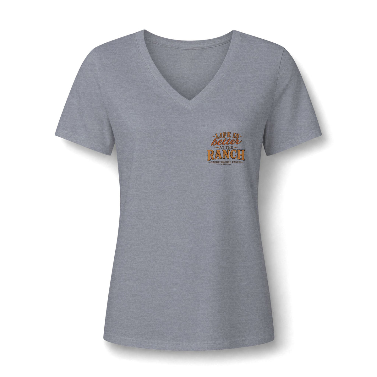 Women's V-Neck Tee — 'Life Is Better on the Ranch' Graphic