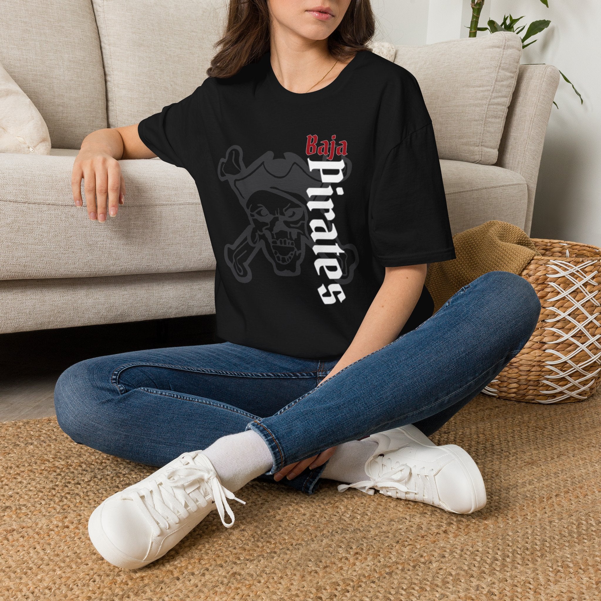 Baja Pirates T-Shirt — Vertical Ghost Logo Skull Tee