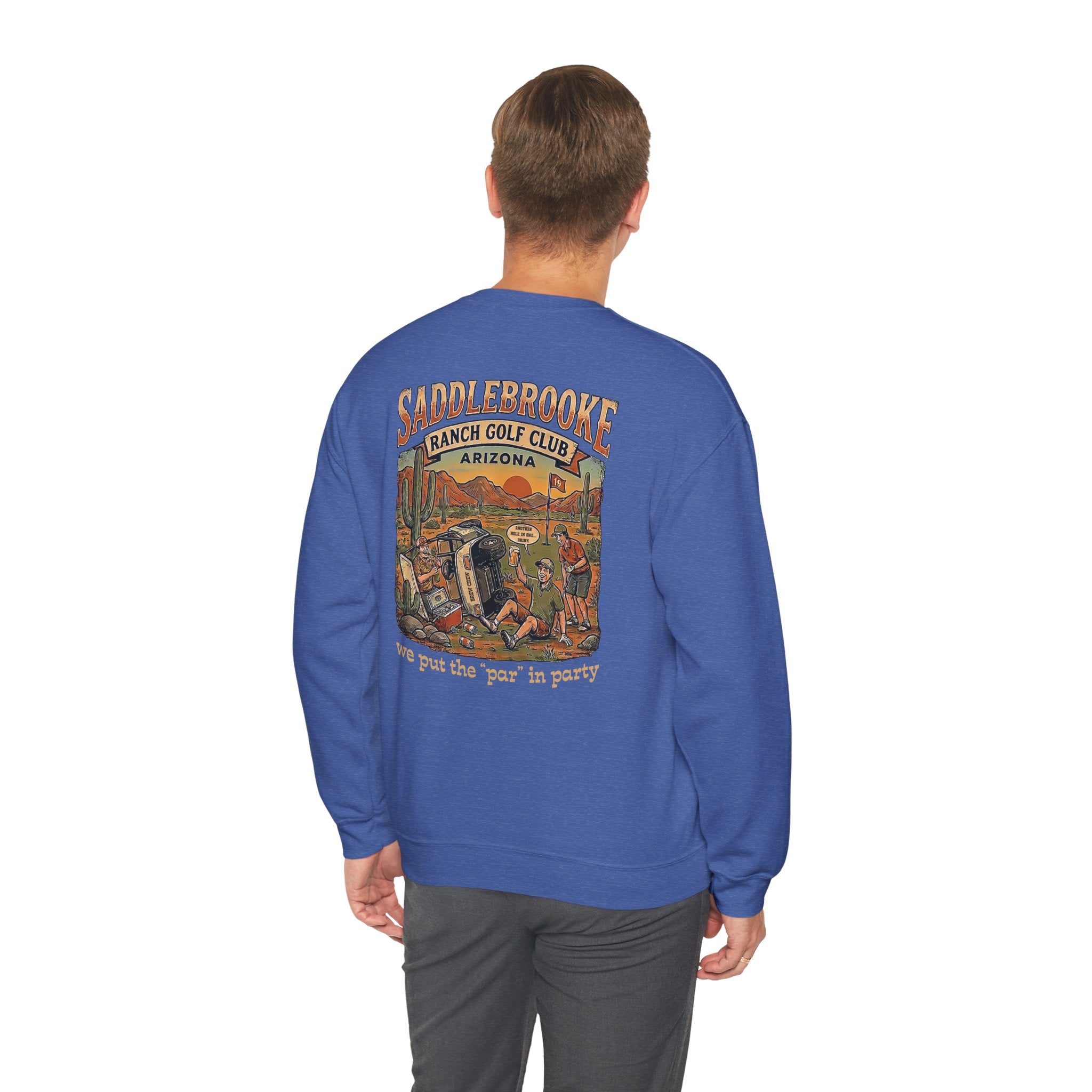 Saddlebrooke Ranch Crewneck Sweatshirt — “We Put the ‘Par’ in Party” Graphic