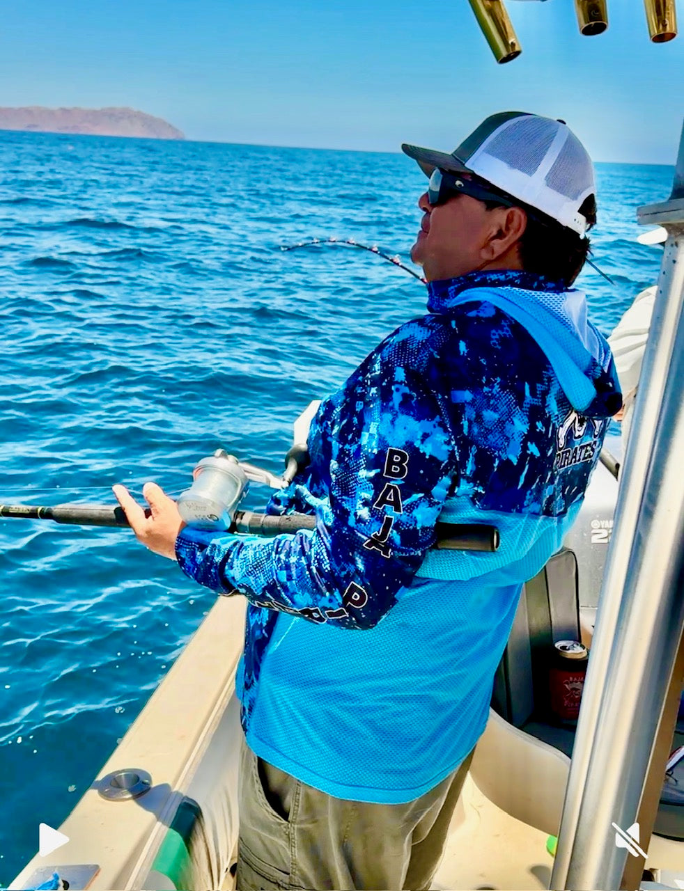 Baja Pirates Performance Fishing Shirts UPF 50 - Blue Camo Mag Bay edition