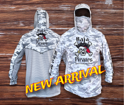 Baja Pirates Performance Fishing Shirts UPF 50 - White/Silver Camo