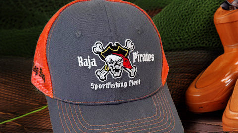 Baja Pirates Trucker Style Hat - Charcoal/Orange