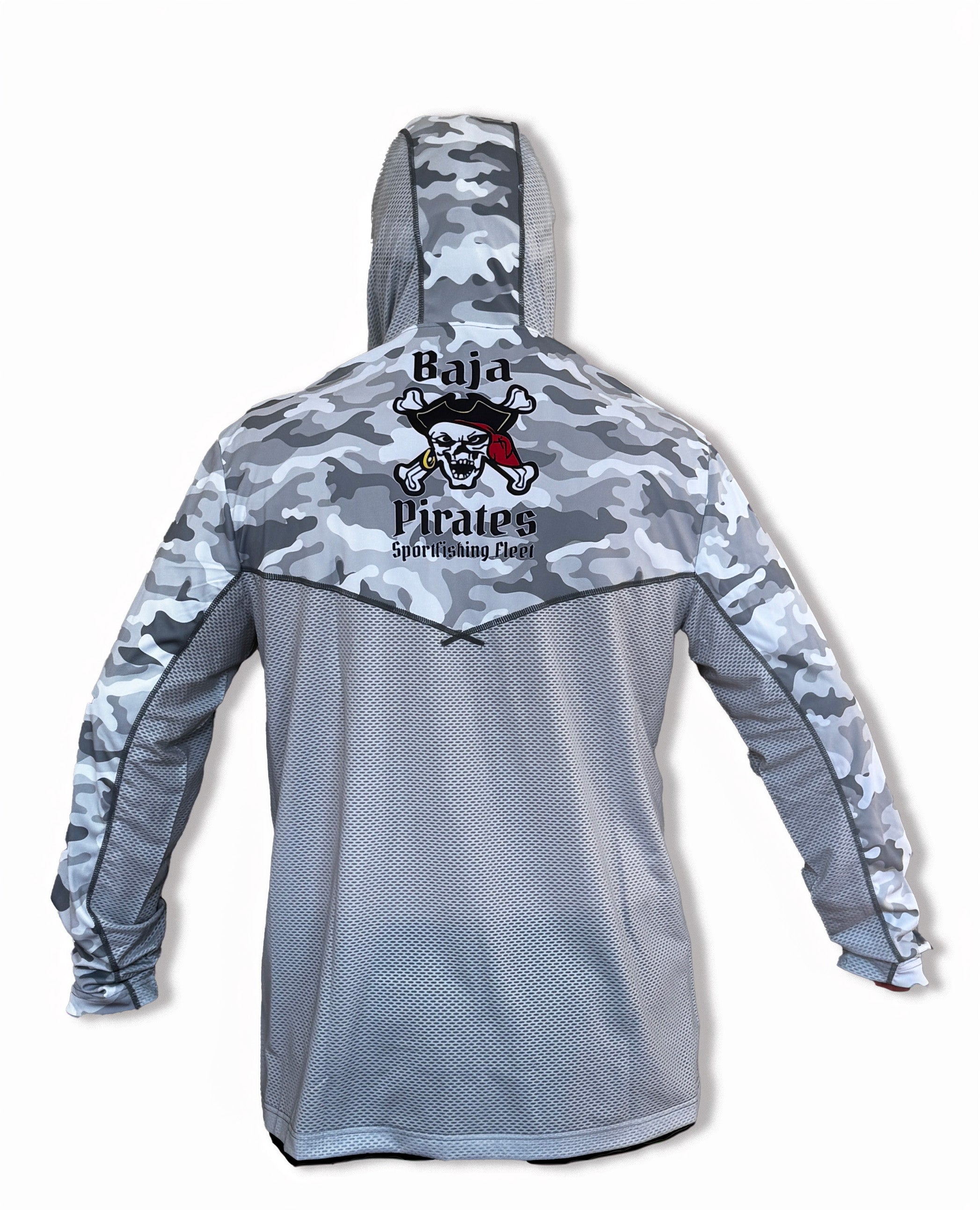 Baja Pirates Performance Fishing Shirts UPF 50 - White/Silver Camo