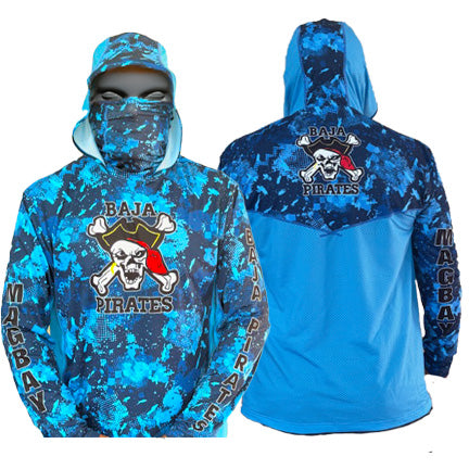 Baja Pirates Performance Fishing Shirts UPF 50 - Blue Camo Mag Bay edition